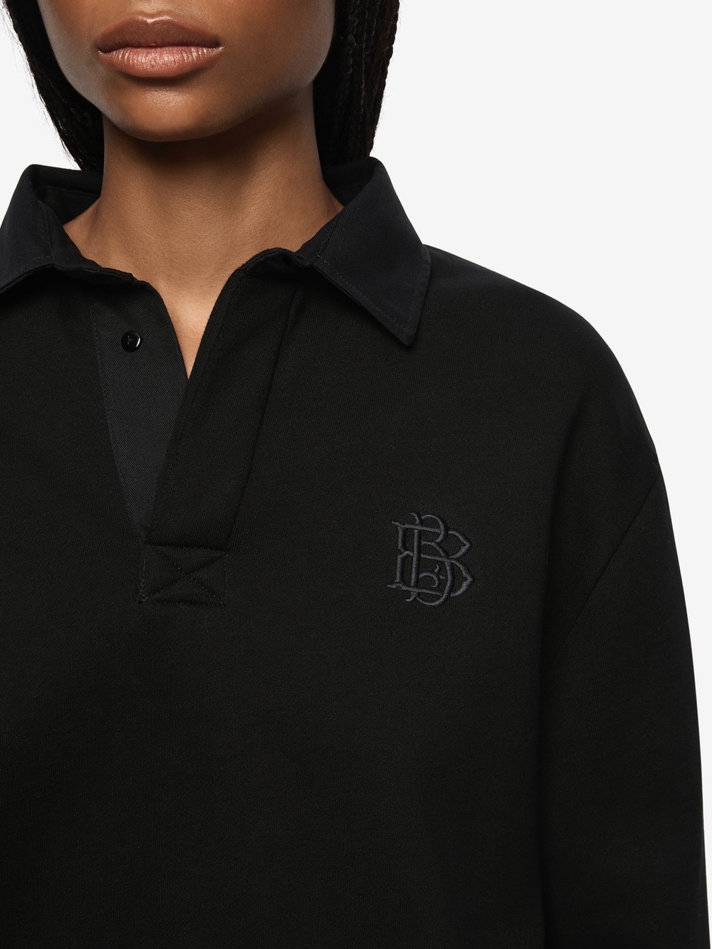 Bec + Bridge Terry Jersey Black Long Sleeve Polo Shirt Size 4 NWT